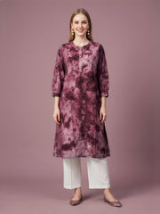 Aaronee Brown Rayon Kurta Set with Cotton Palazzo for Women
