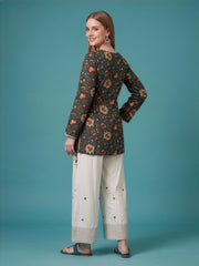 Sky Blue Cotton Kurta with Ivory Farshi Salwar