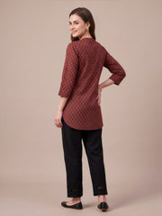 Red ethnic Ajrakh inspired top for women