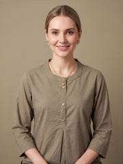 Beige casual top with button neckline