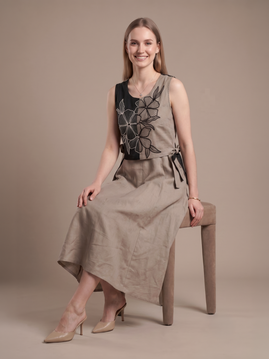 Premium embroidered cotton midi dress by Aaronee