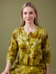 Stylish Mustard Rayon Kurta Set for Women