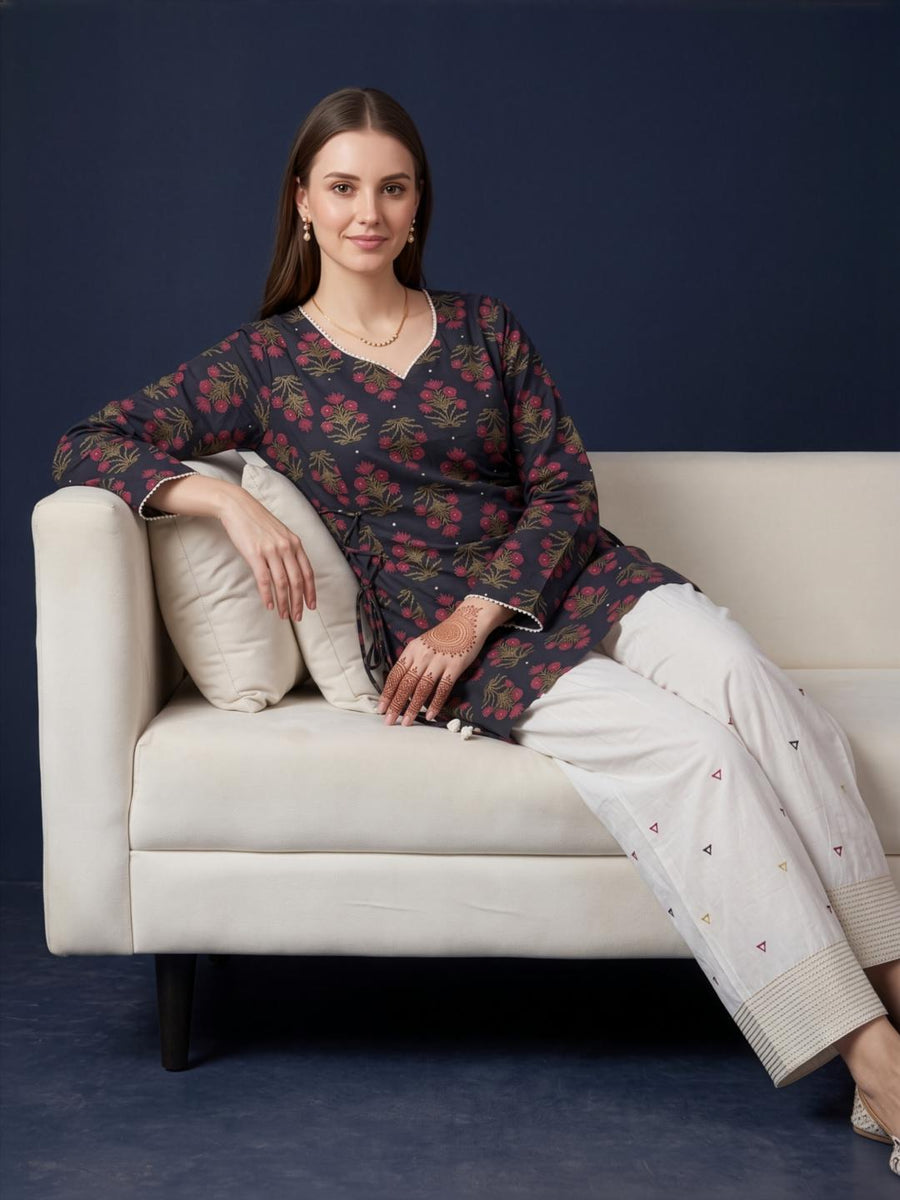 Aaronee Black Cotton Ethnic Farshi Salwar Set