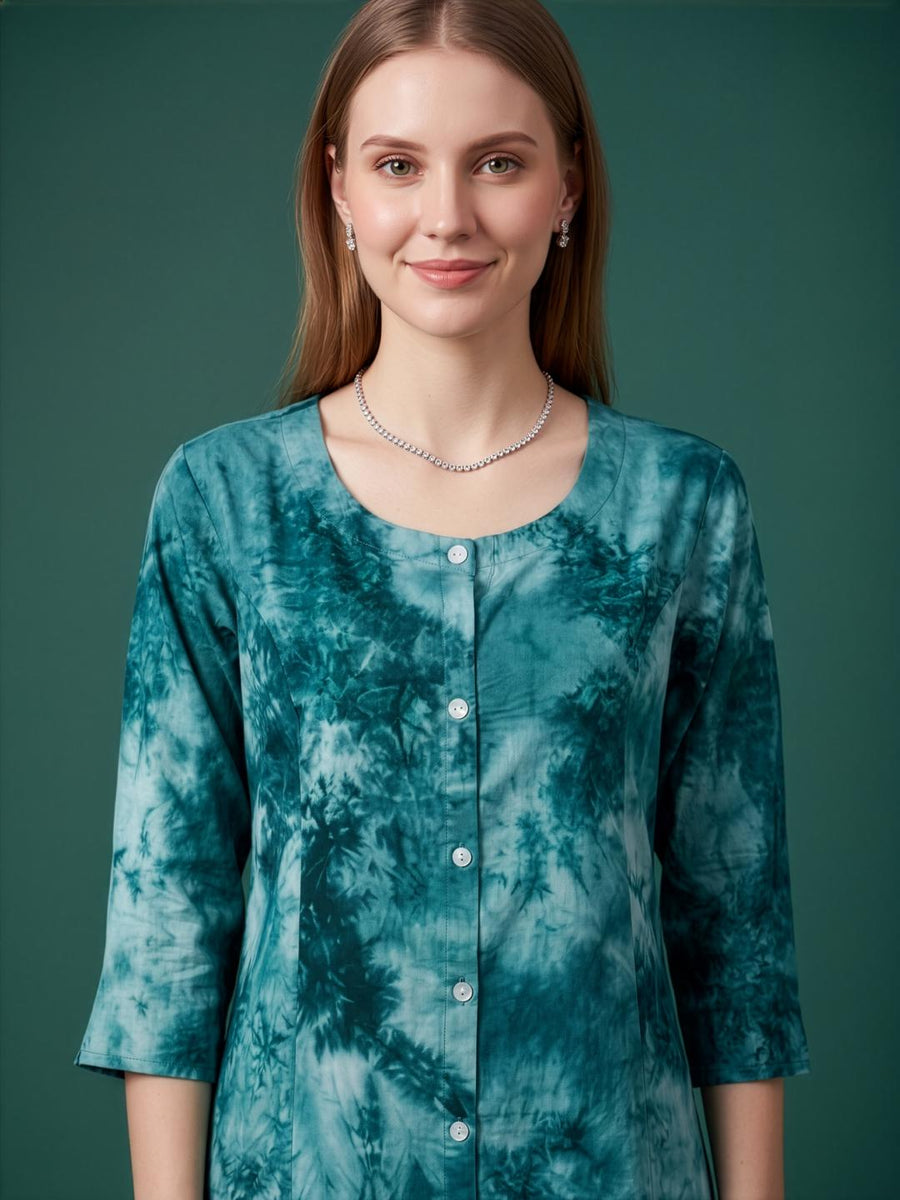 Modern Tie-Dye Rayon Ethnic Kurti for Women