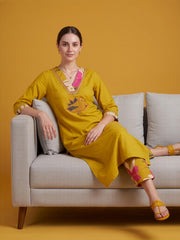 Stylish Mustard Premium Cotton Kurta Set by Aaronee