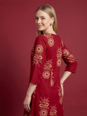Soft Cotton Floral A-Line Kurti for Daily Wear