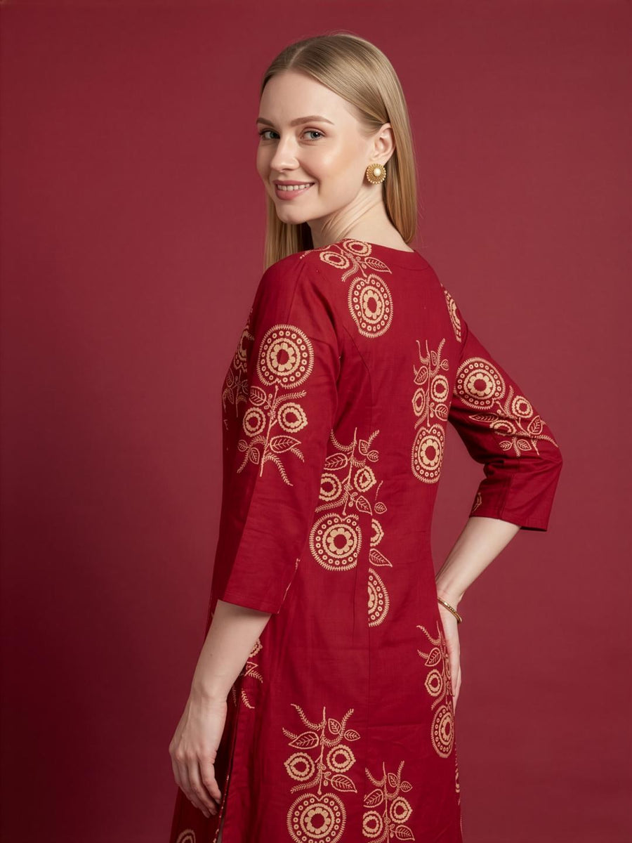 Soft Cotton Floral A-Line Kurti for Daily Wear