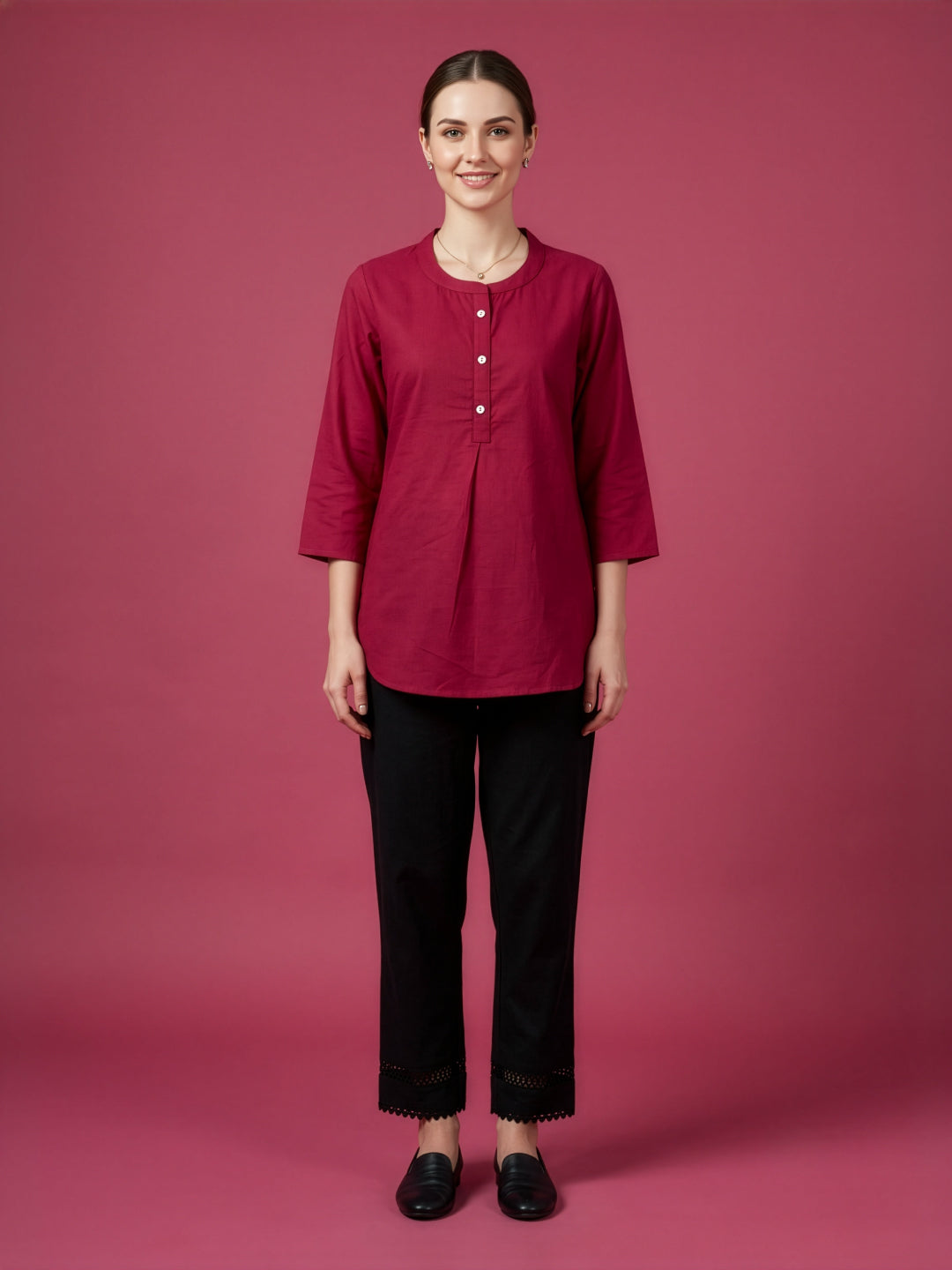 Maroon premium cotton top for women