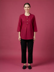 Maroon premium cotton top for women