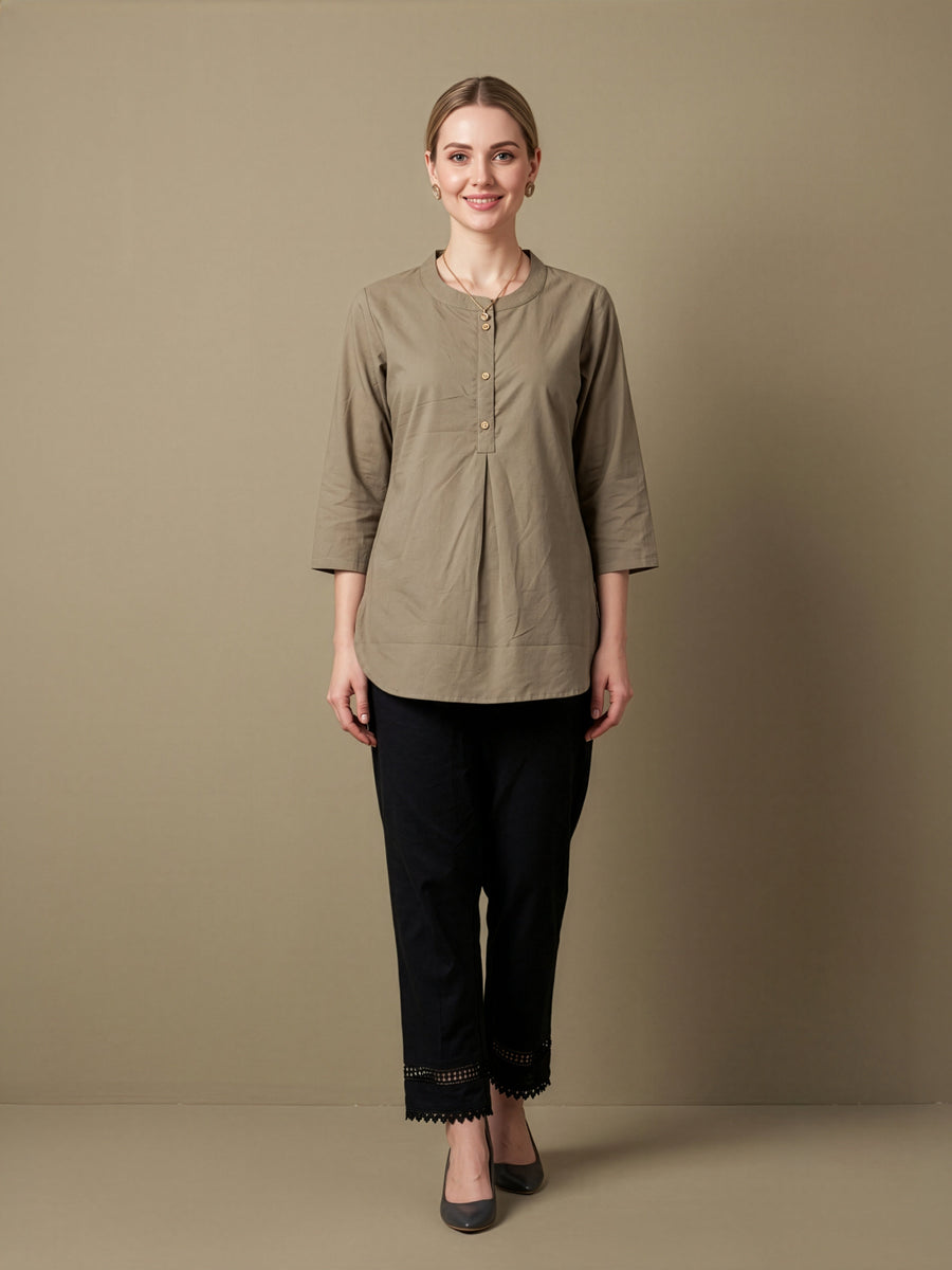 Beige premium cotton top for women