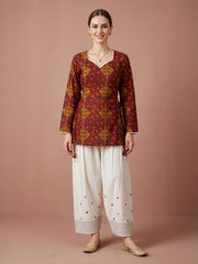 Aaronee Red Printed Premium Cotton Farshi Salwar Set for Women