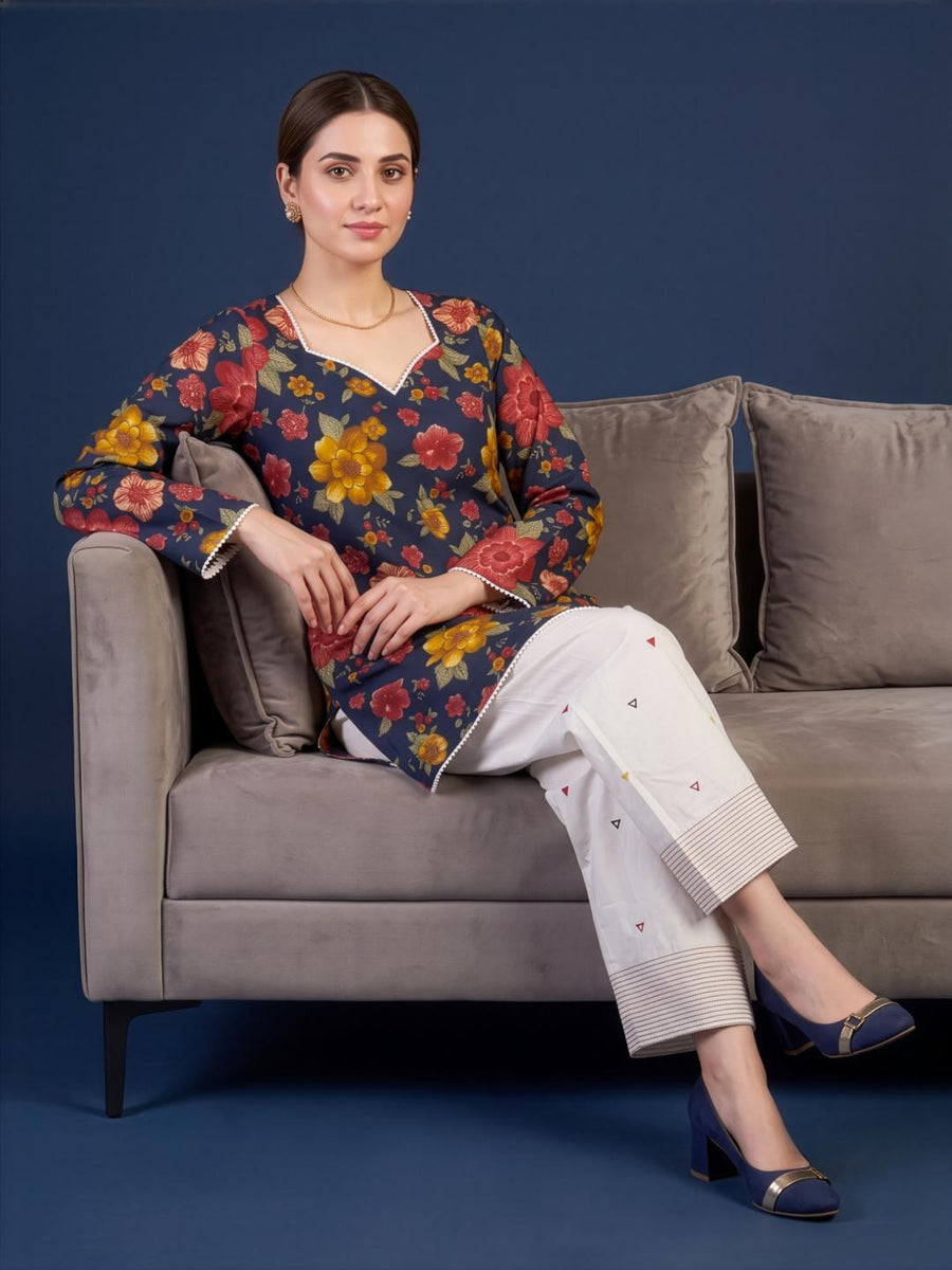 Premium Pure Cotton Floral Kurti by Aaronee