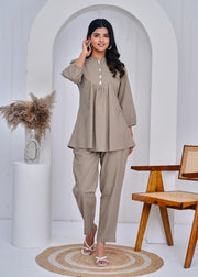 Flared Mustard Kurti with Pants – Aaronee Casual Ethnic Collection
