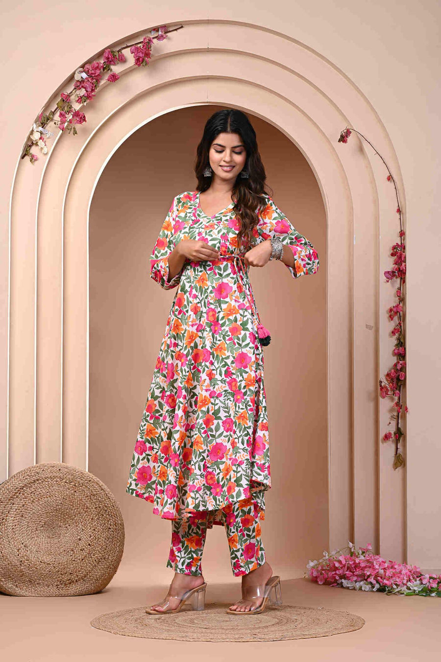 Floral Print Anarkali Kurta Set - Elegant & Stylish