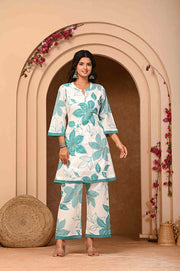 Embrace Nature’s Serenity with Aaronee’s Green Floral Kurta and Pant Set