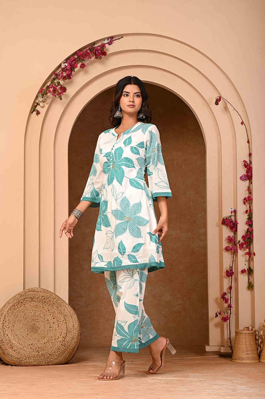 Embrace Nature’s Serenity with Aaronee’s Green Floral Kurta and Pant Set