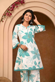 Embrace Nature’s Serenity with Aaronee’s Green Floral Kurta and Pant Set