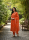 Vibrant Orange Pure Cotton Kurta Dupatta Set for Women – Aaronee