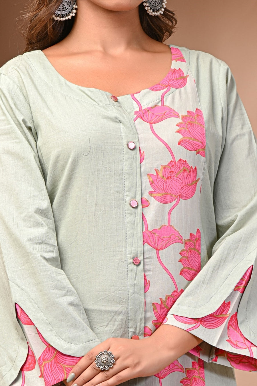 Pink Printed Kurta Set with Pant