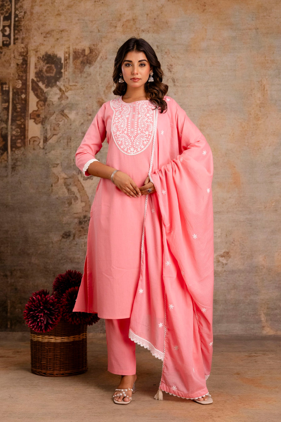 Indian cotton suits with embroidery