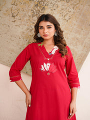 Floral Printed Cotton Kurta Set for Office Wear