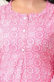 Pink Round Shape Printed Kurtis