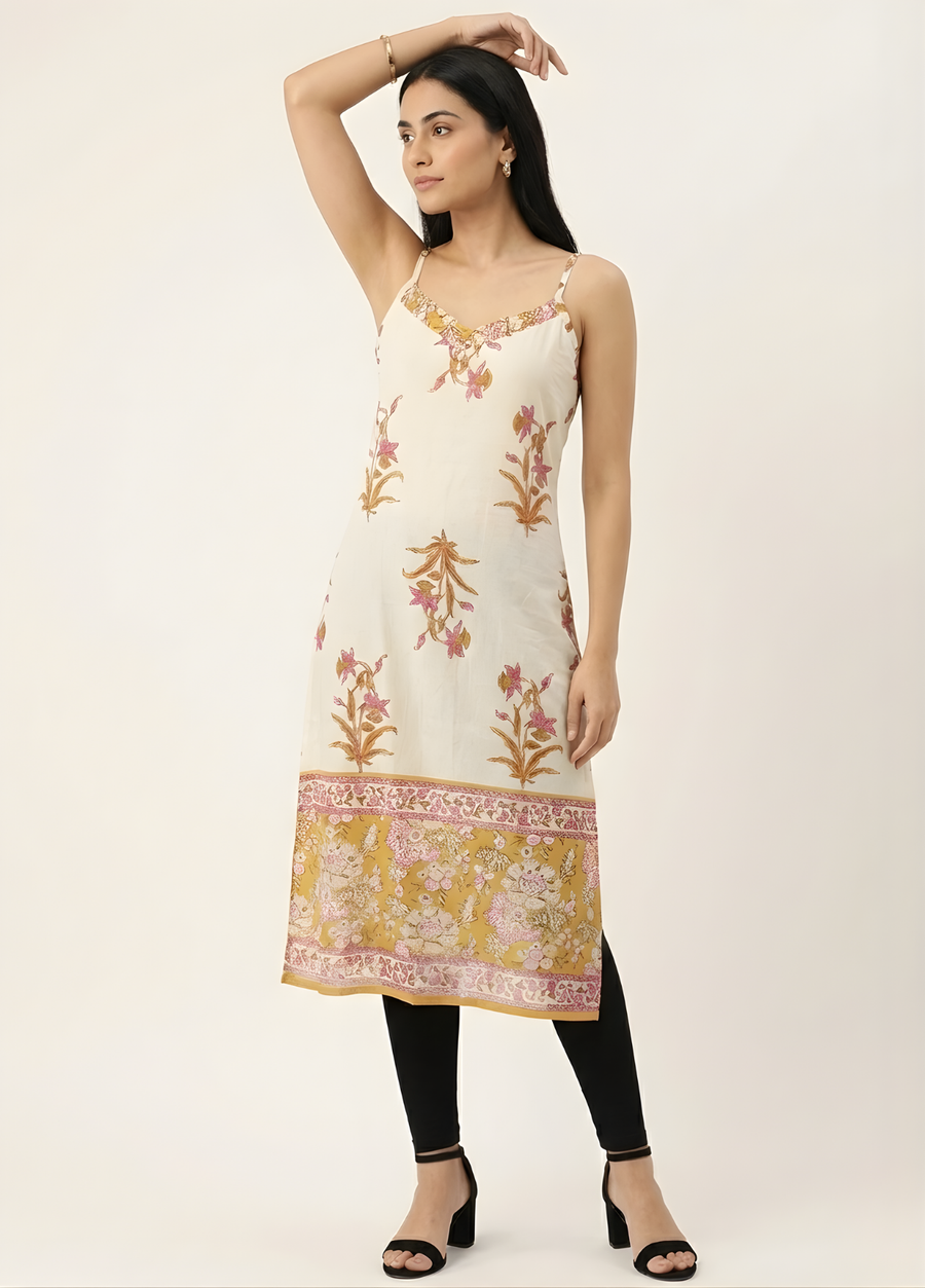 Aaronee floral design mul cotton kurti