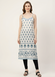 Blue mul cotton kurti with lining by Aaronee