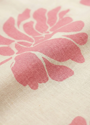 Ivory Pink Floral Pure Cotton Cambric Straight Kurti for Women