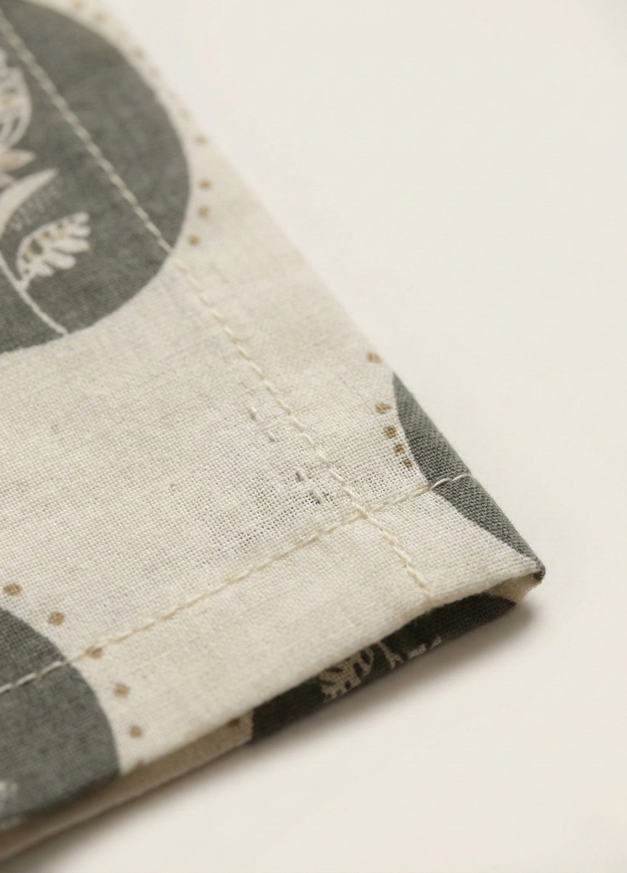 Ivory & Grey Printed Mul Cotton Kurti with Lining – Elegant Women Ethnic Wear by Aaronee