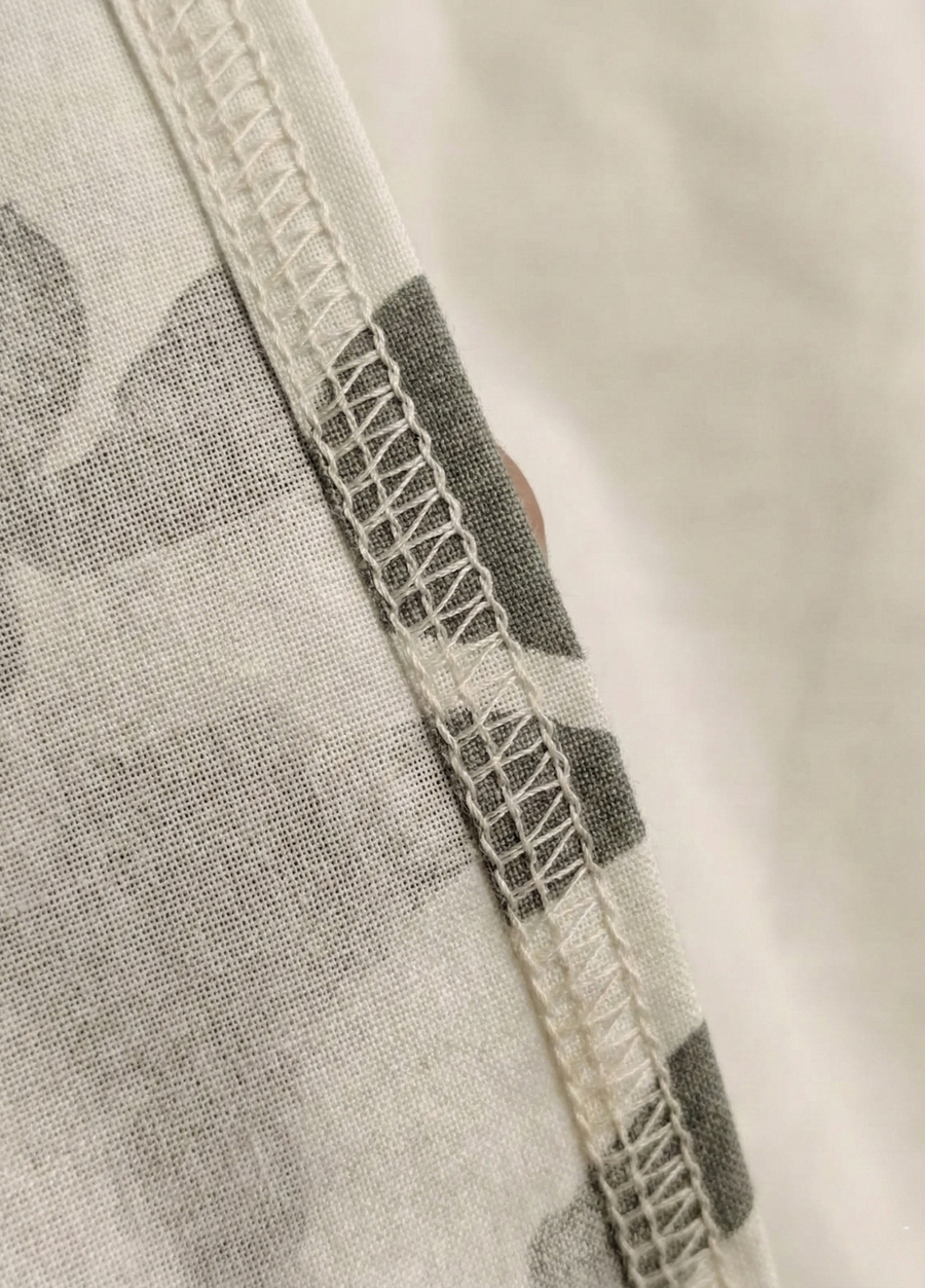 Ivory Grey Floral Pure Cotton Cambric Straight Kurti for Women