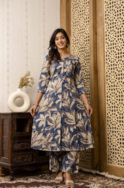 Blue Cotton Flex Kurta Set for Women - Stylish Ethnic Wear | Aaronee