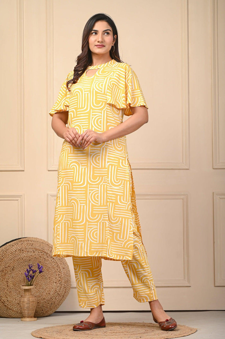 Pink and Yellow Kurta Set for Women - Stylish & Comfortable