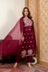 Maroon Staight Embroidered Kurta Set for Women with Dupatta