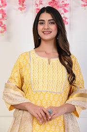 Trending Yellow Kurta Set for Women with Dupatta - Aaronee