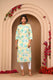 Green And Orange Latest Flower Print Kurti for Women