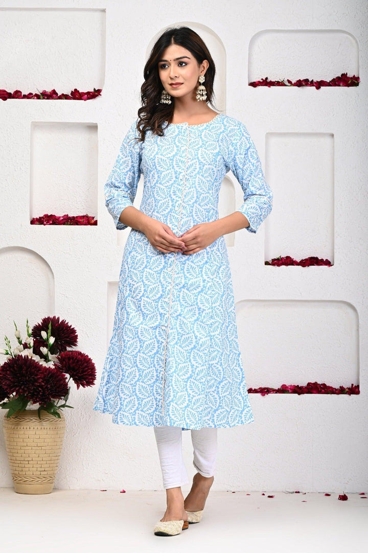 Peach Blossom Pure Cotton Floral Kurta Pant Set for Women | Aaronee Ethnic Wear