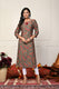Brown with Red Flower Printed Kurti for Women