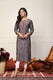 Blue with Brown Flower Printed Kurti for Women
