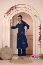 Latest Navy Blue & Green Kurta Set