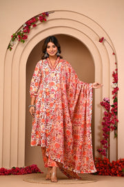 Discover the rearmost Flower Print Kurti Pant with Dupatta Set from Aaronee