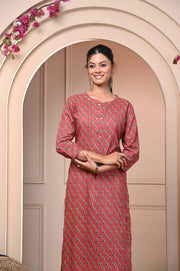 Elegant Red Floral Kurti - Stylish & Comfortable