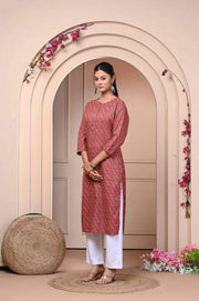 Elegant Red Floral Kurti - Stylish & Comfortable