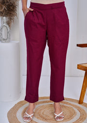 Maroon Straight Pant for Women by Aaronee
