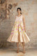 Modern Floral Midi Dress for Women in Yellow and Pink - LUXE BLOOM Collection