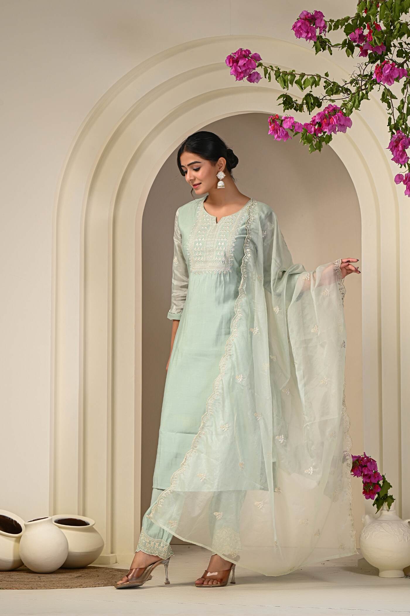 Mint Green Delight Stylish Dupatta Set for Women | Aaronee