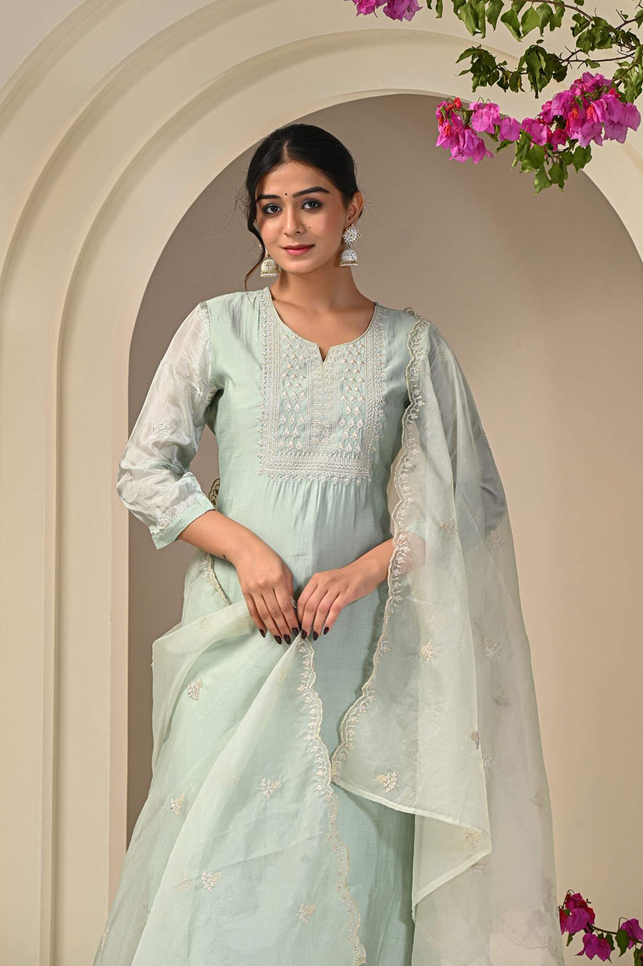 Mint Green Delight Stylish Dupatta Set for Women | Aaronee