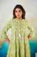 Mustard Printed Flared Cotton Middy Dress for Women – Aaronee