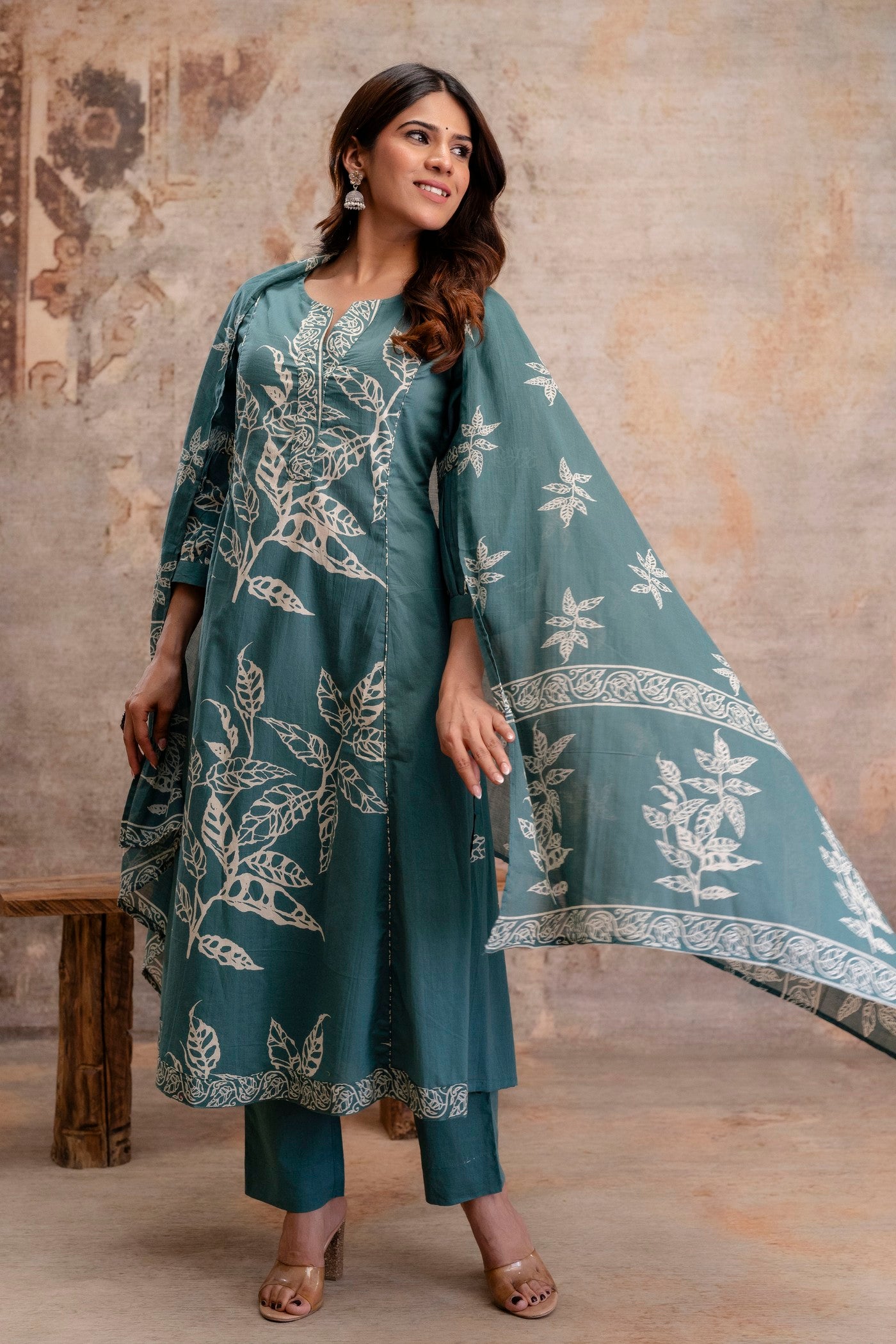 Mustard yellow dupatta suit