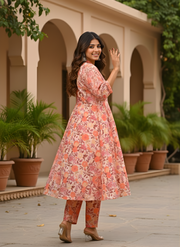 Peach Cotton Ethnic Wear for Women Aaronee